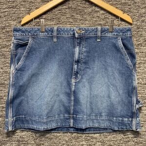 HD Lee Workwear Denim‎ Carpenter Skirt Womens Medium Blue Jean Y2K Hammer Loop